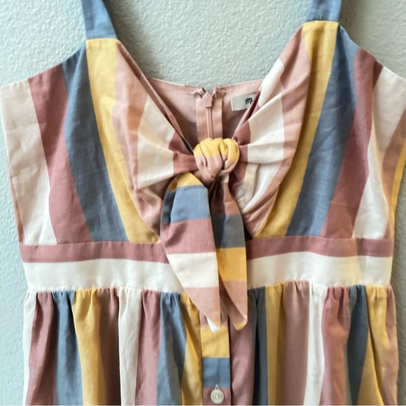 Madewell rainbow stripe tie bow front midi dress women’s 10 - Picture 5 of 11